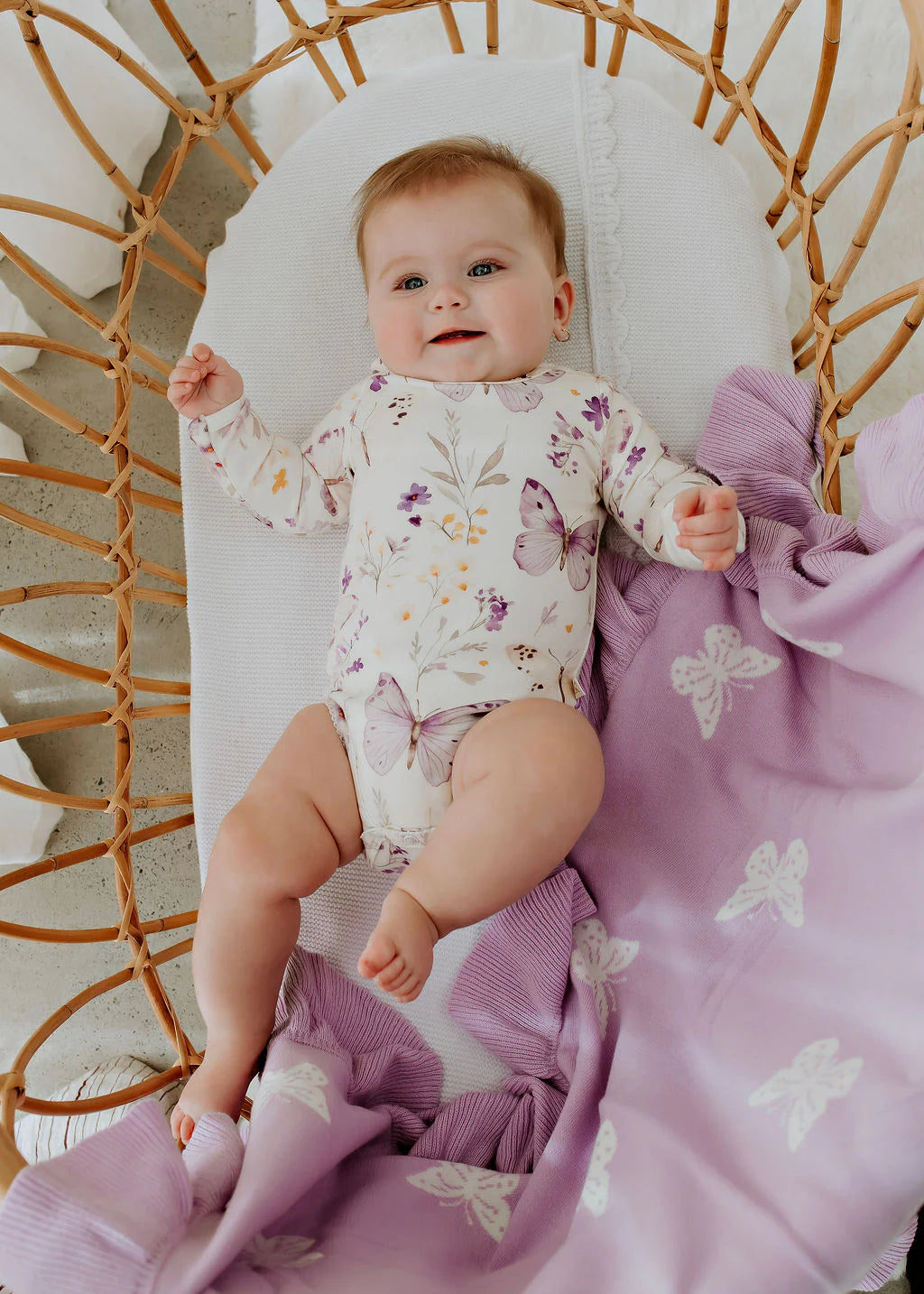 Lilac Butterflies - Long Sleeve Bodysuit