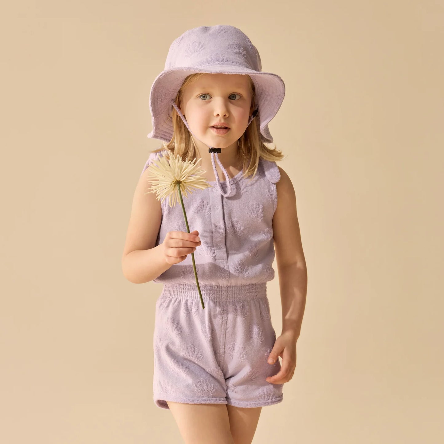 Organic Terry Playsuit - Lavender Shells