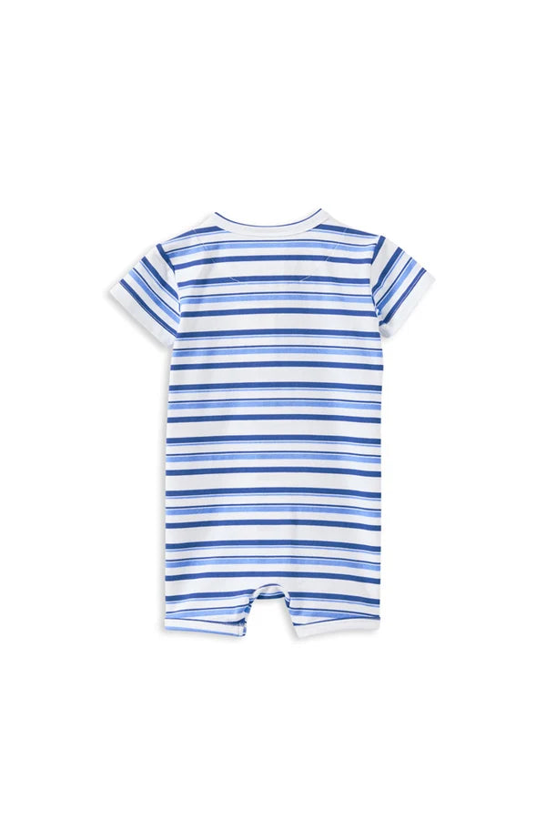 Blue Stripe Zip Romper