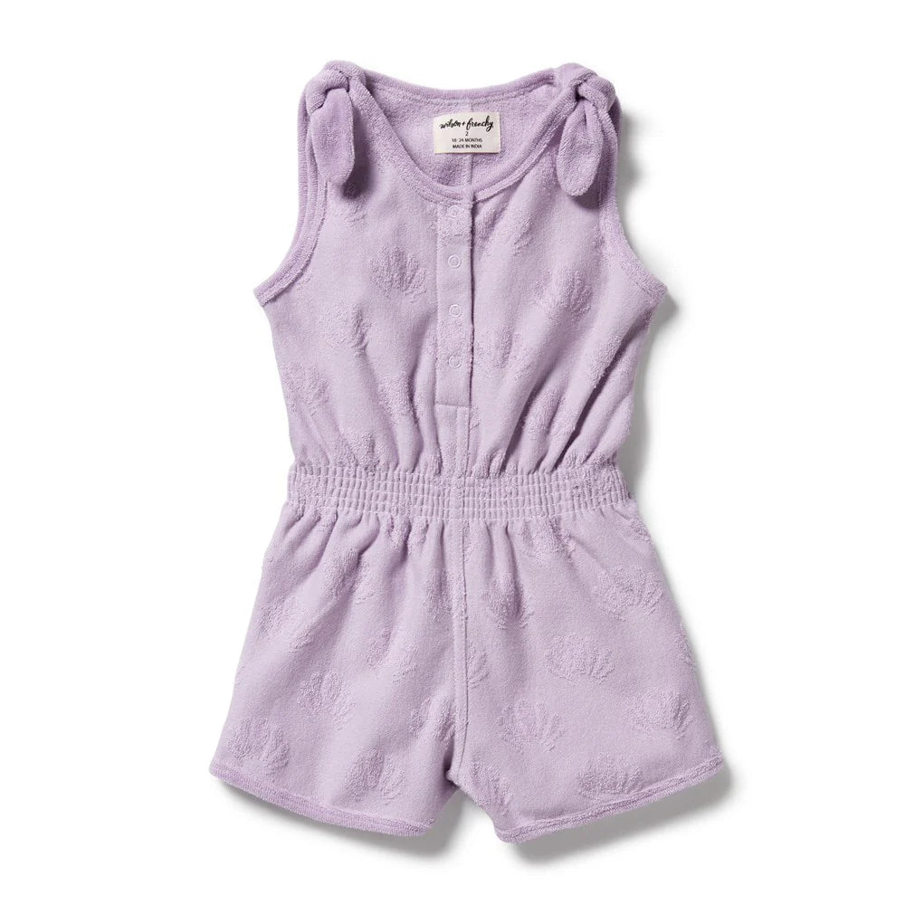 Organic Terry Playsuit - Lavender Shells