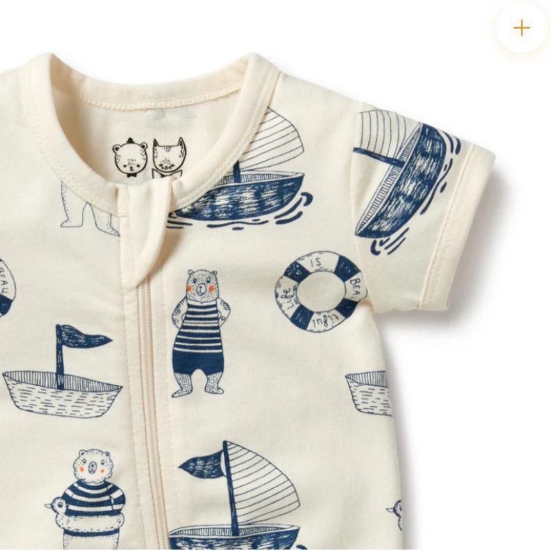 Nautical Bear Short Sleeved Boy-leg Zipsuit