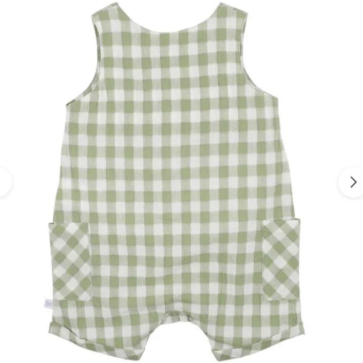 Green Gingham Romper
