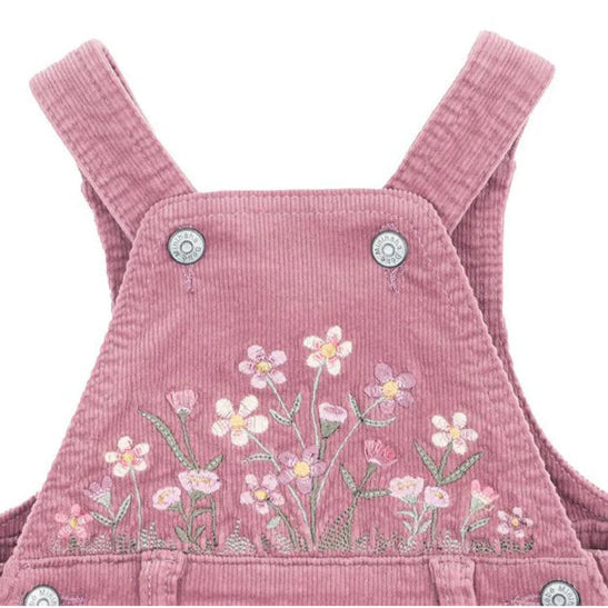Flossy Embroidered Cord Overalls