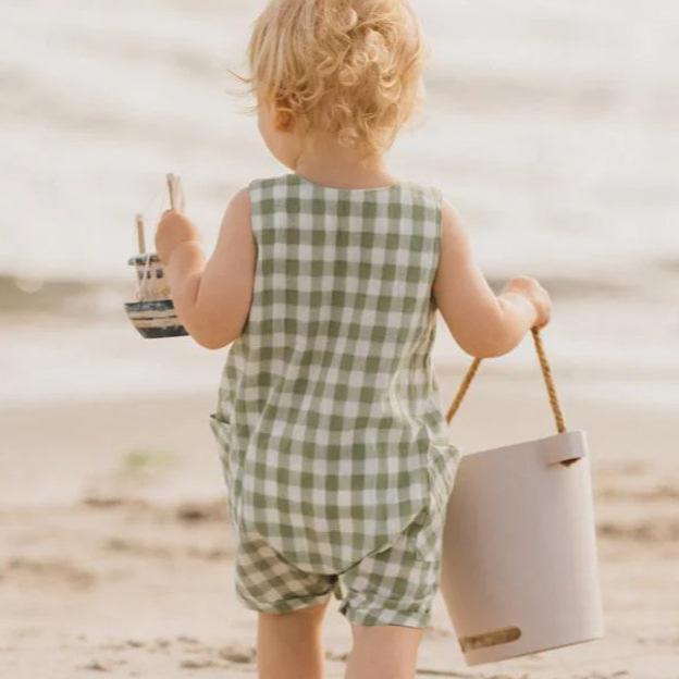 Green Gingham Romper