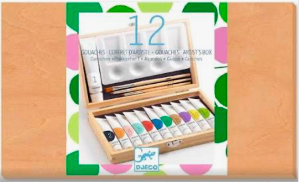 Wooden Artist Box - 12 Gouaches