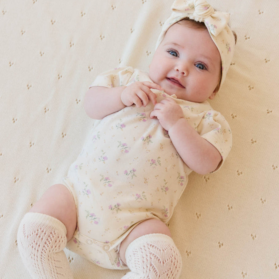 Organic Cotton Cap Sleeve Bodysuit - Thelma Orchid