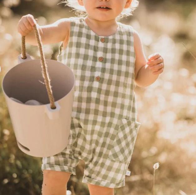 Green Gingham Romper