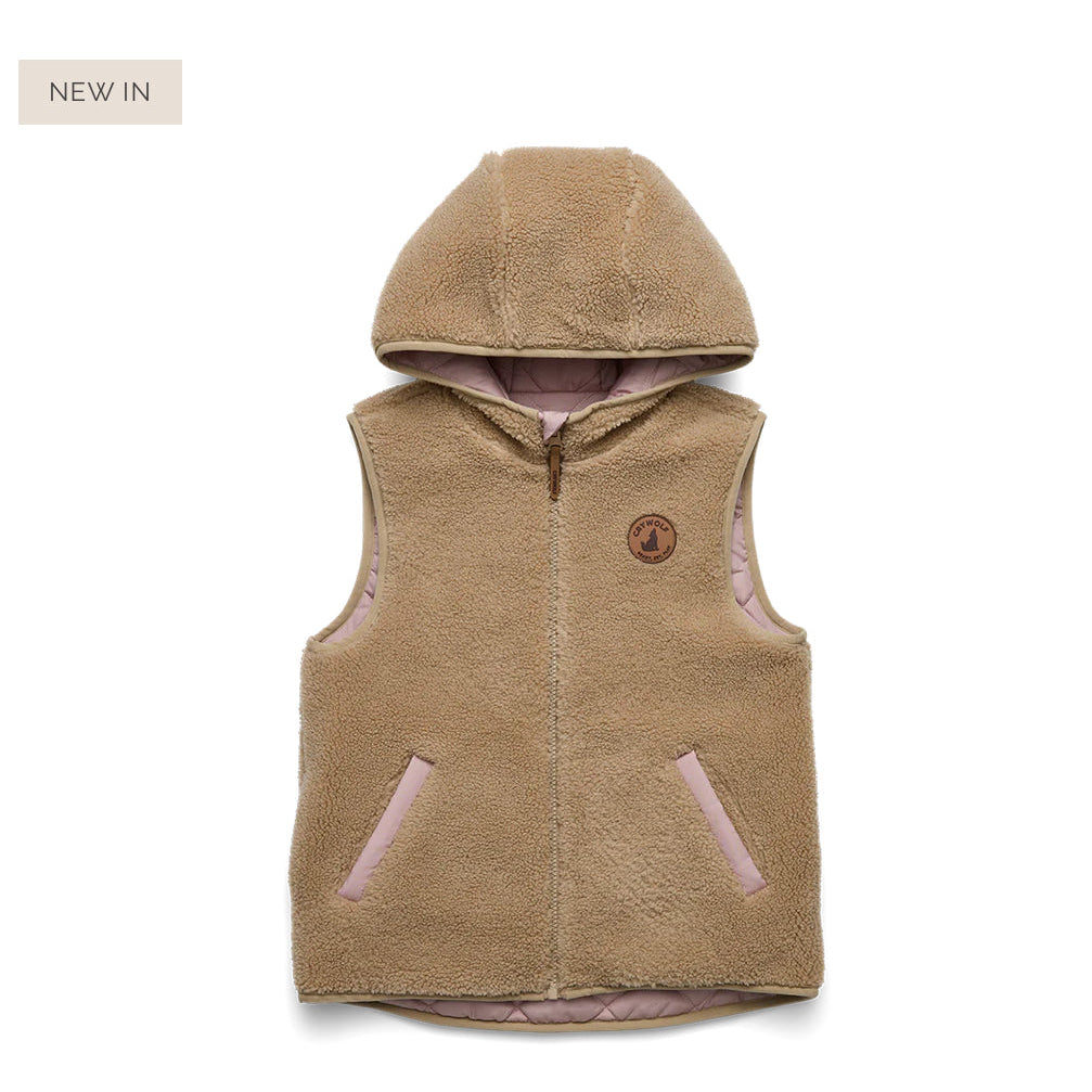Reversible Yeti Vest - Blush & Camel