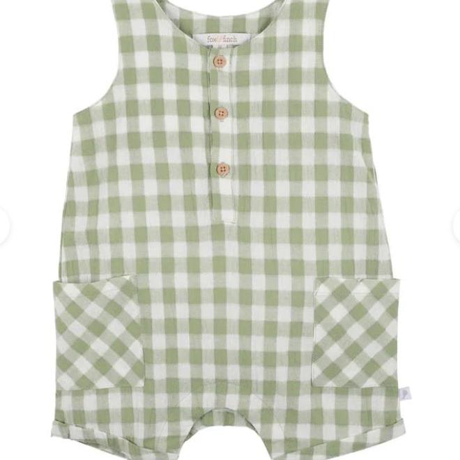 Green Gingham Romper