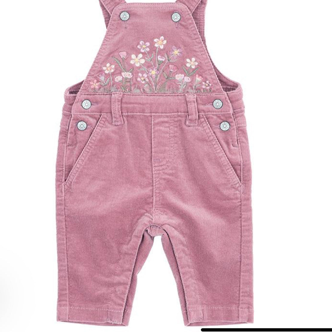 Flossy Embroidered Cord Overalls