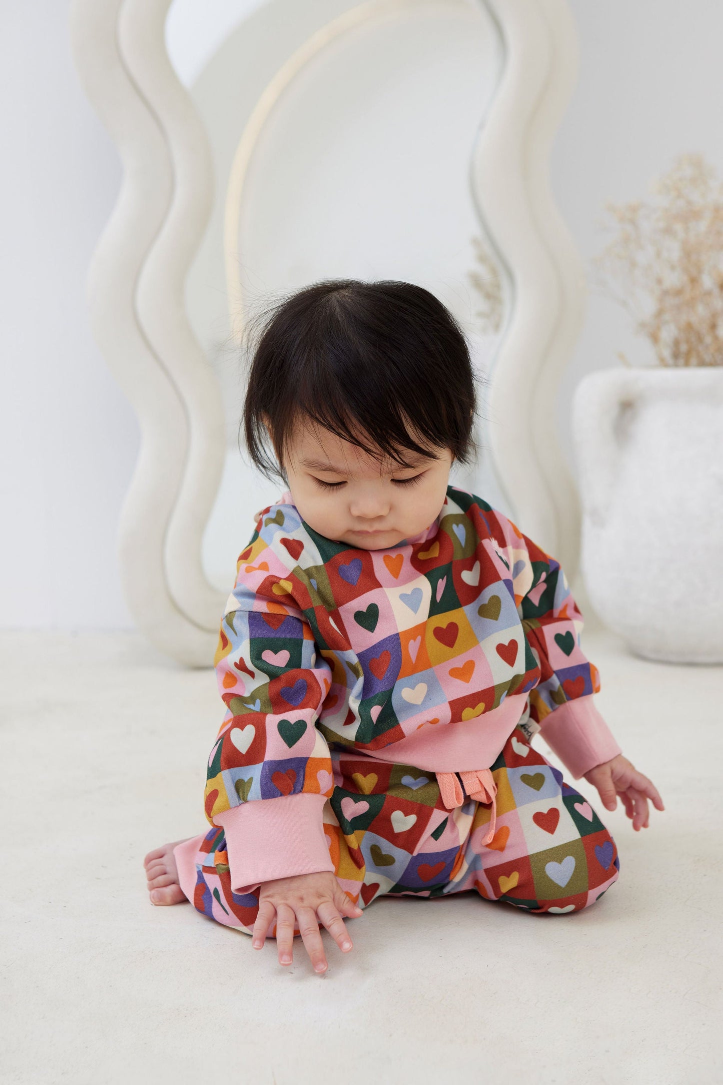 Heart Checkerboard Oversized Jumper