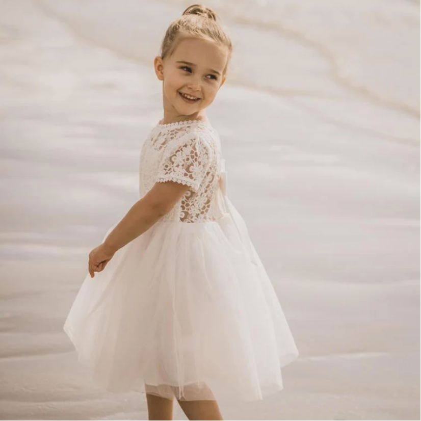 Lace Bodice with Back Bow Dress