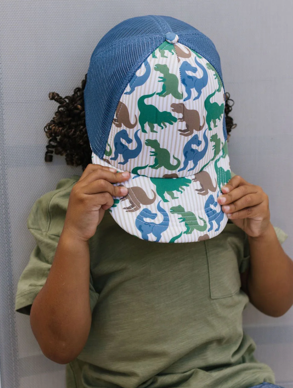 T-Rex Trucker Cap - Blue, Brown and Green