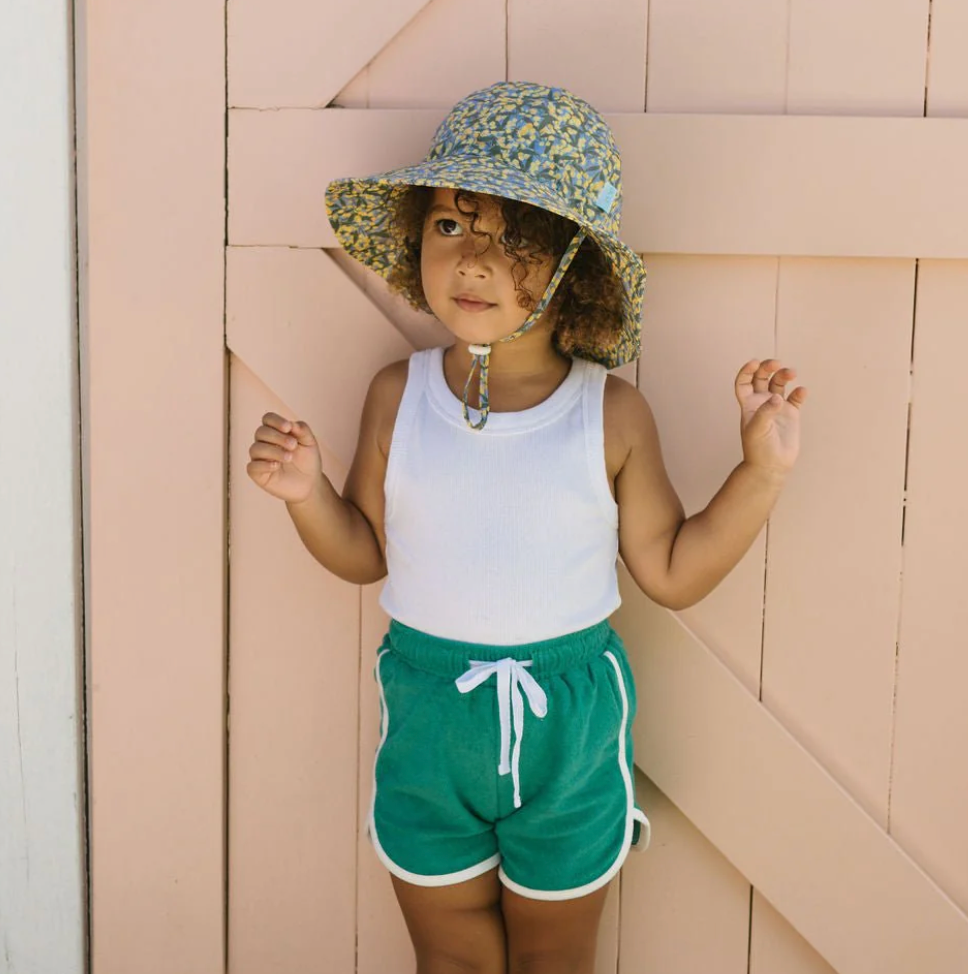 Golden Wattle Wide Brim Sunhat - Blue, Yellow and Green