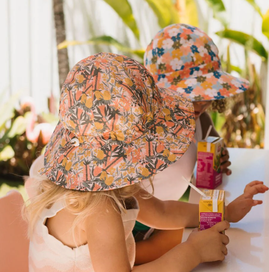 Native Bloom Wide Brim Sunhat - Peach, Mustard and Sage