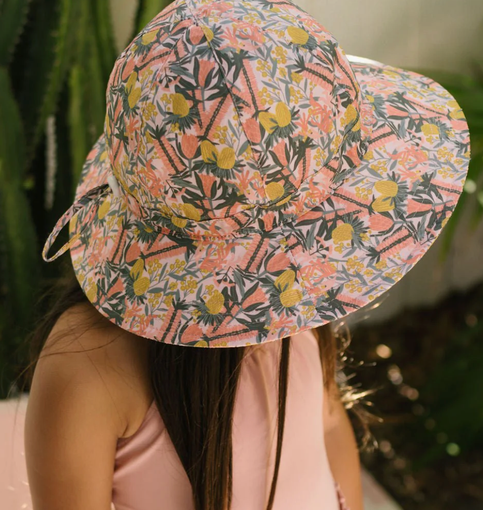 Native Bloom Wide Brim Sunhat - Peach, Mustard and Sage