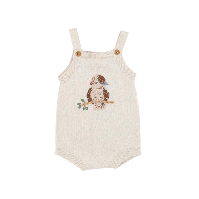 Australiana Organic Kookaburra Knit Bodysuit- Cream Marl