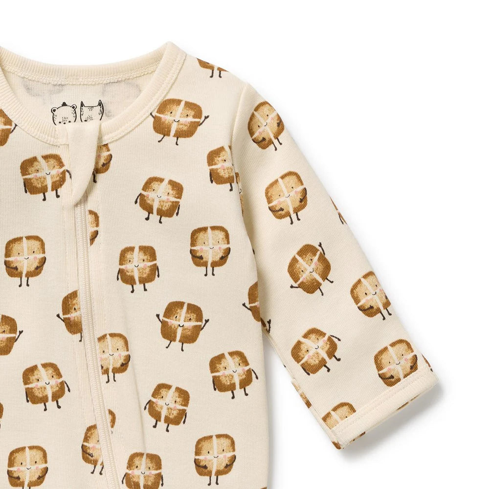 Hot Cross Buns Organic Zip Suit w/ feet