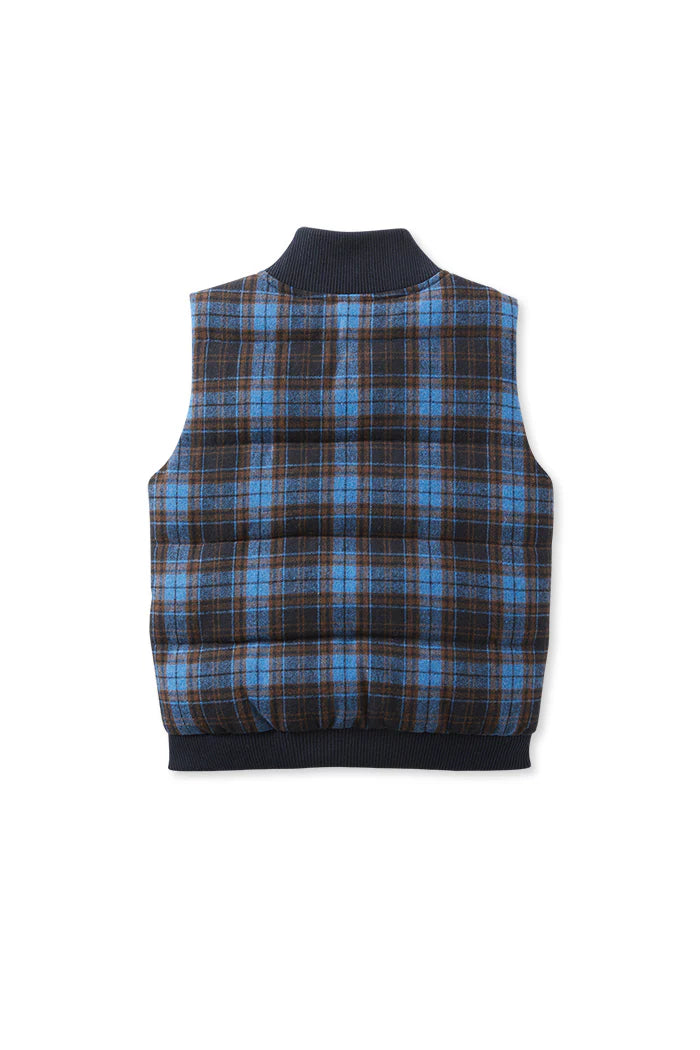 Check Puffer Vest - Blue Check