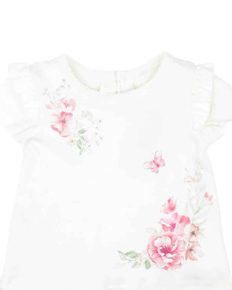 Evie Flower Tee - Cloud