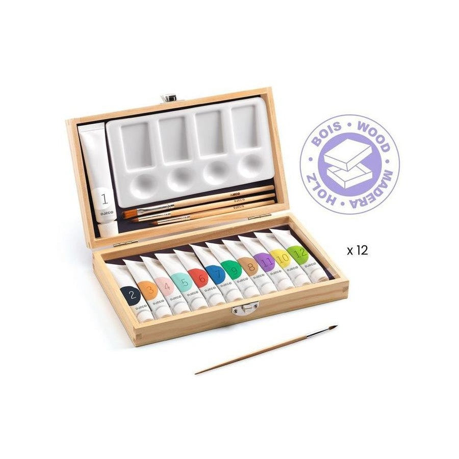 Wooden Artist Box - 12 Gouaches