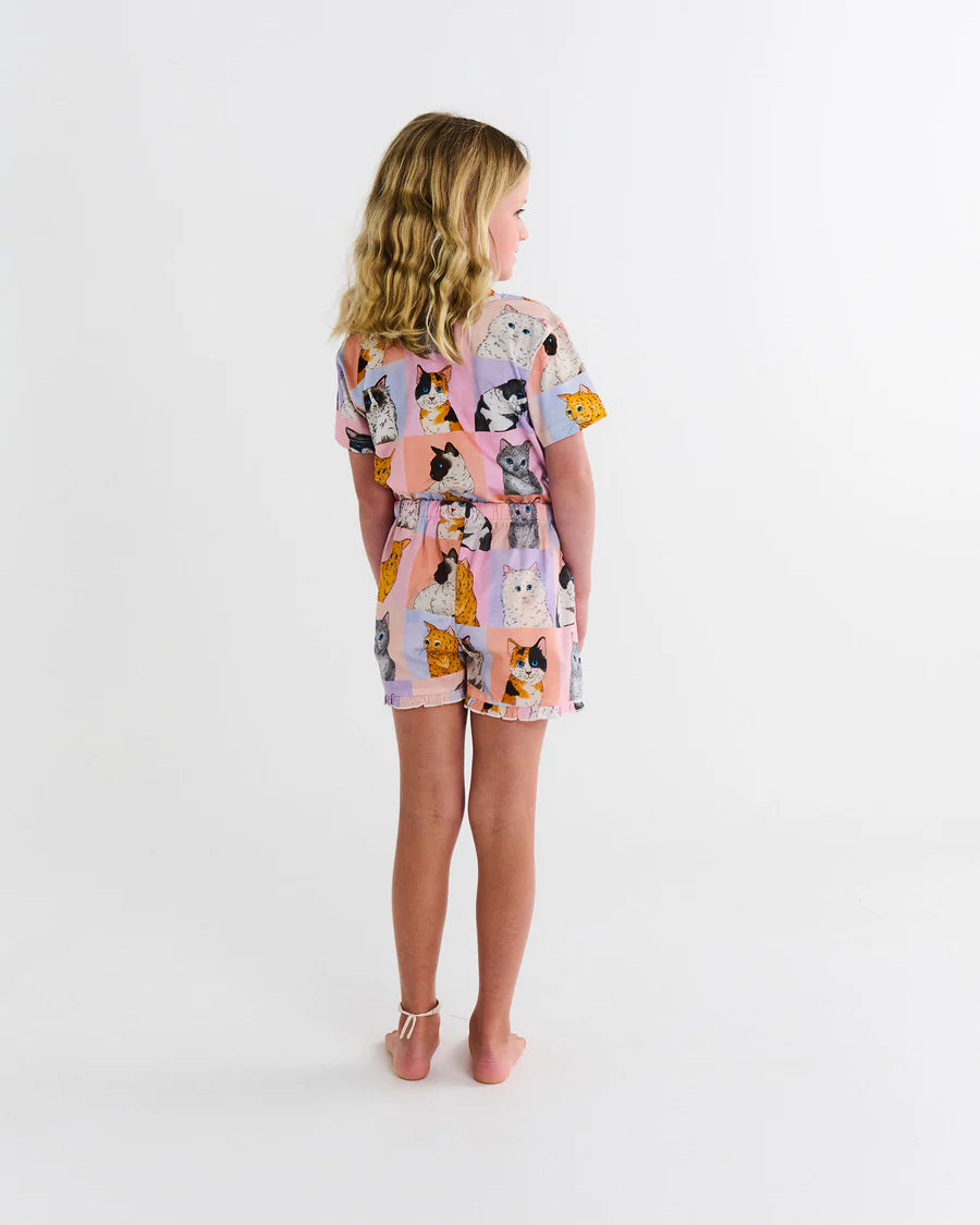 Kitty Cat Kids Organic Cotton Short Sleeve Tee & Frill Short Pj Set