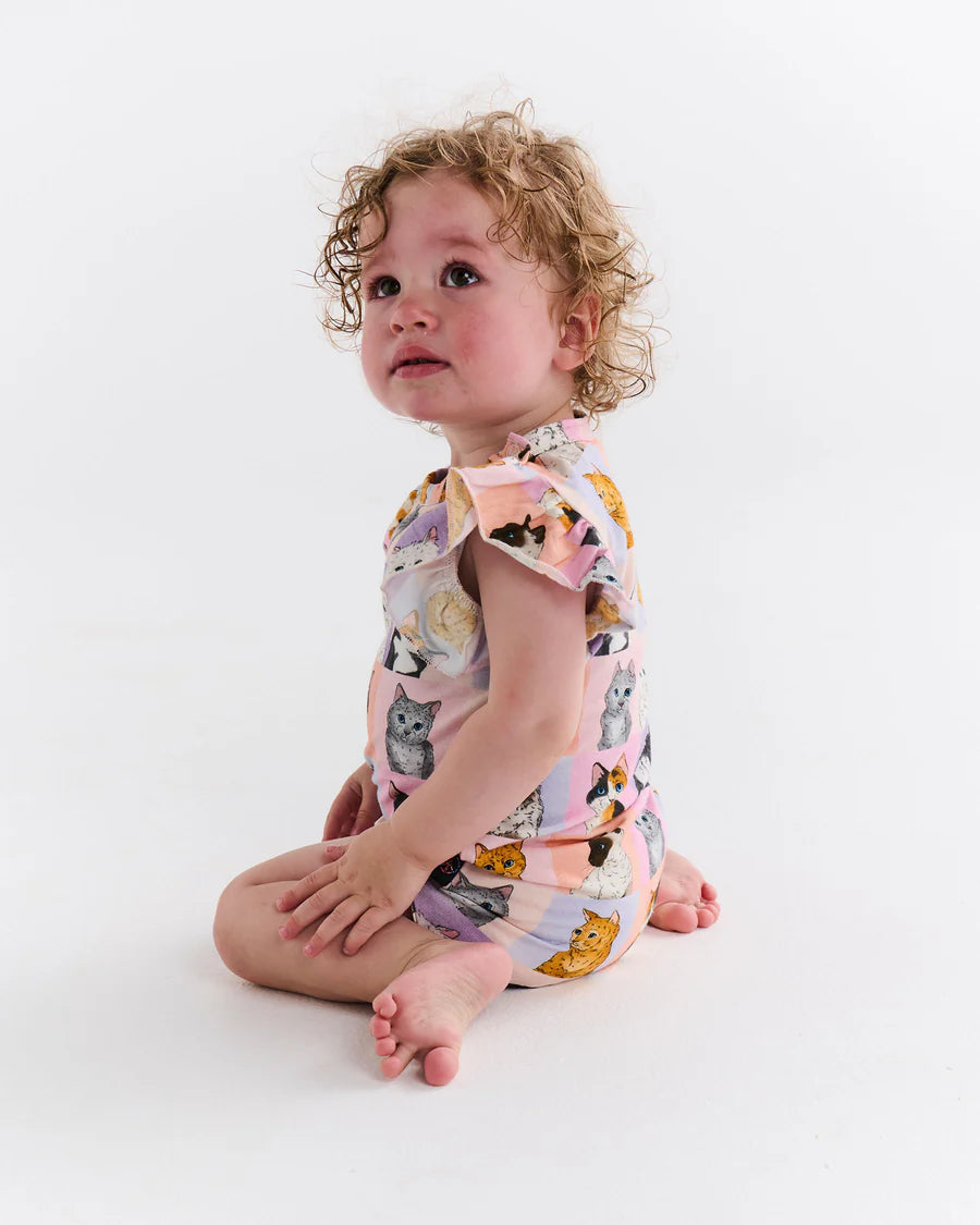 Kitty Cat Organic Short Sleeve Frill Romper