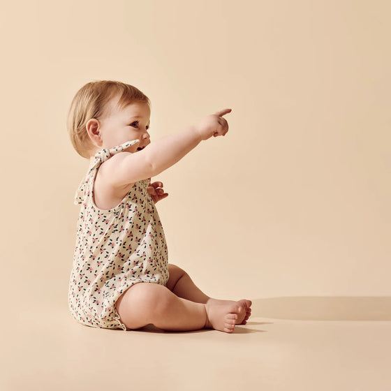 Little Blossom Organic Crinkle Tie Playsuit