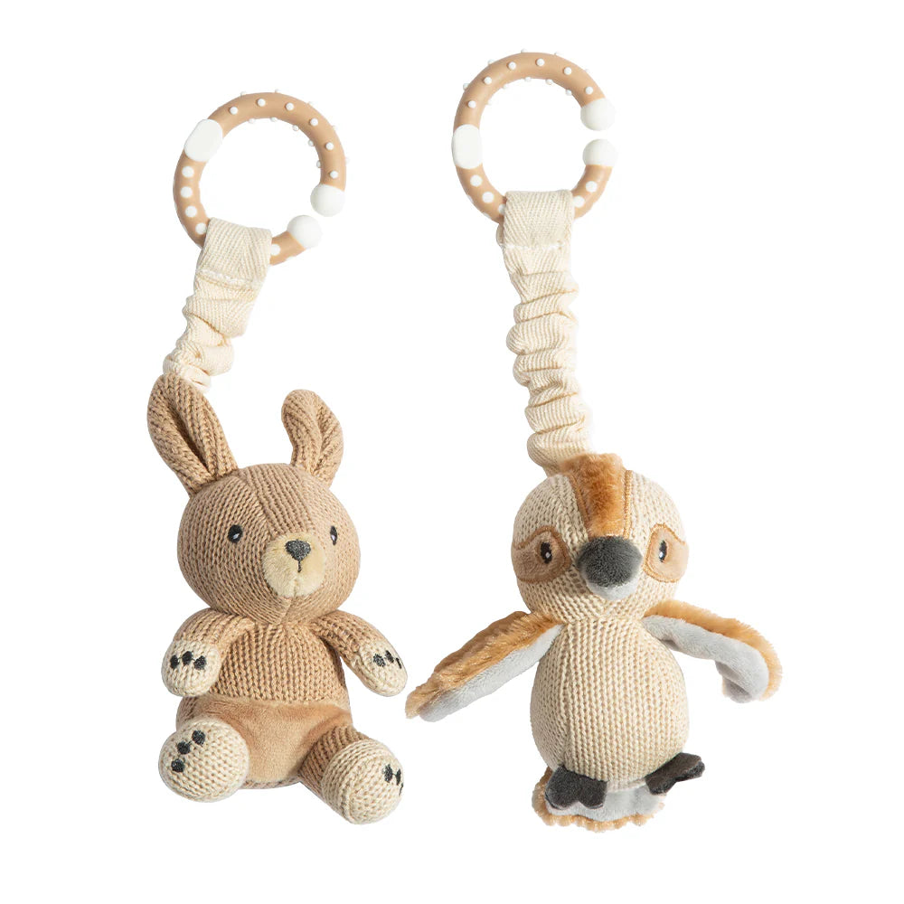 2pk Stroller Toy - Kangaroo And Kookaburra