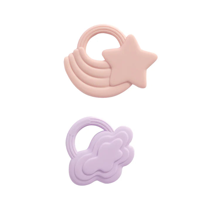 2pk Silicone Teether - Stars And Clouds