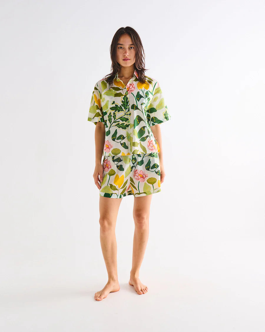 Wander Adult Organic Cotton Short Sleeve Shirt and Short Pj Set