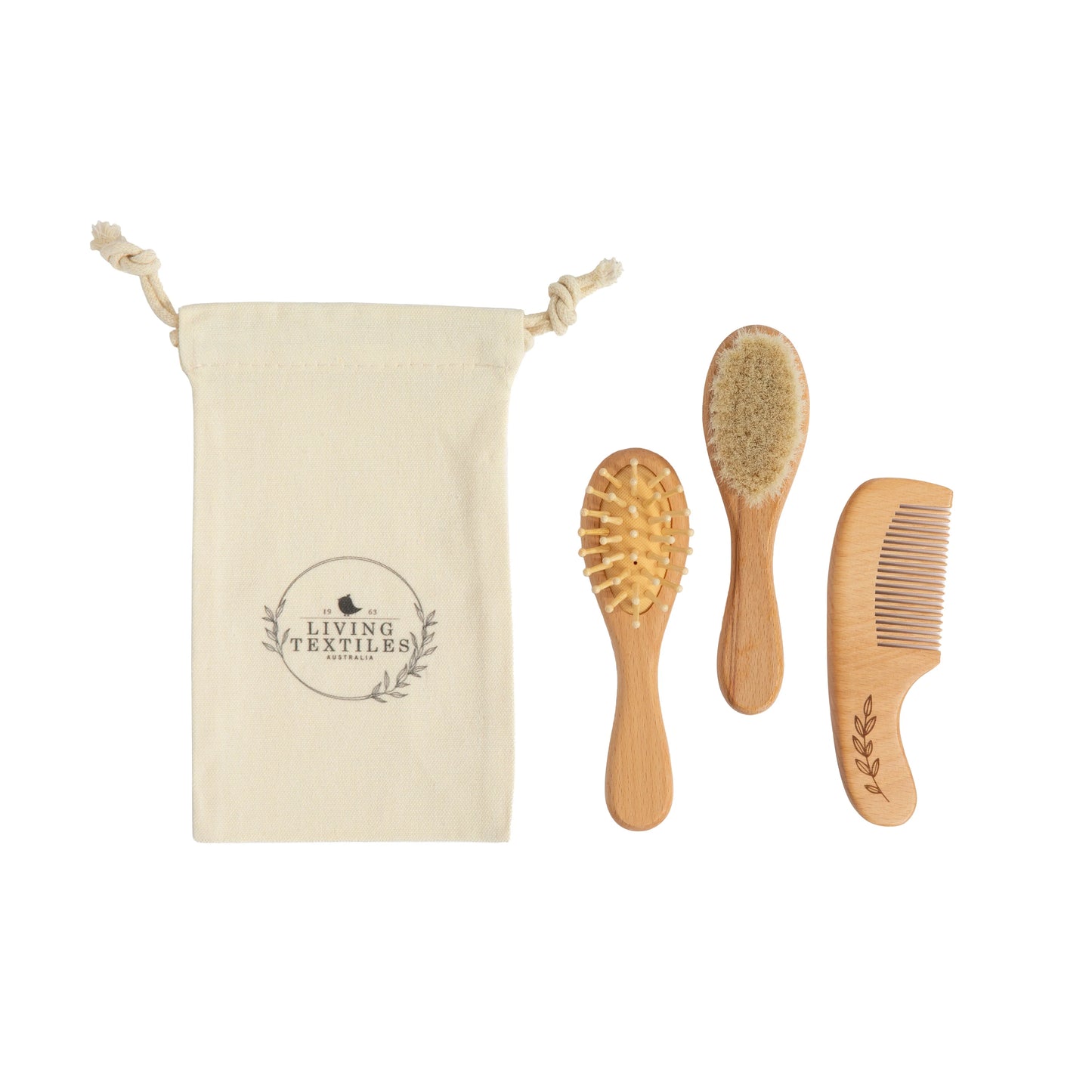 3pc Baby Wooden Brush And Comb Set