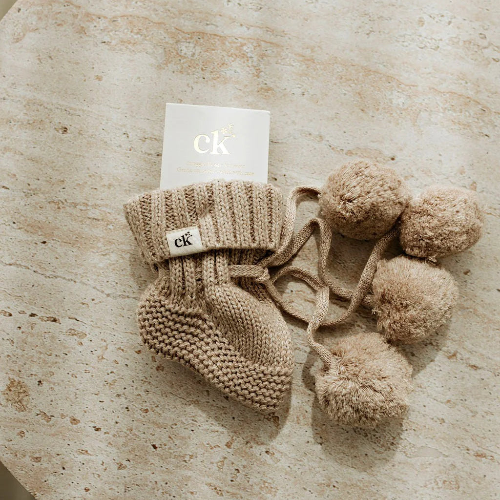 Knitted Booties - Fawn Speckle