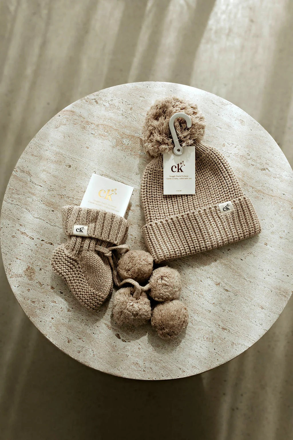 Knitted Booties - Fawn Speckle