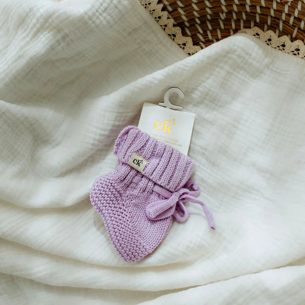 Knitted Booties - Lavender