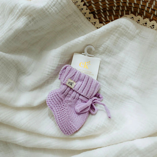 Knitted Booties - Lavender