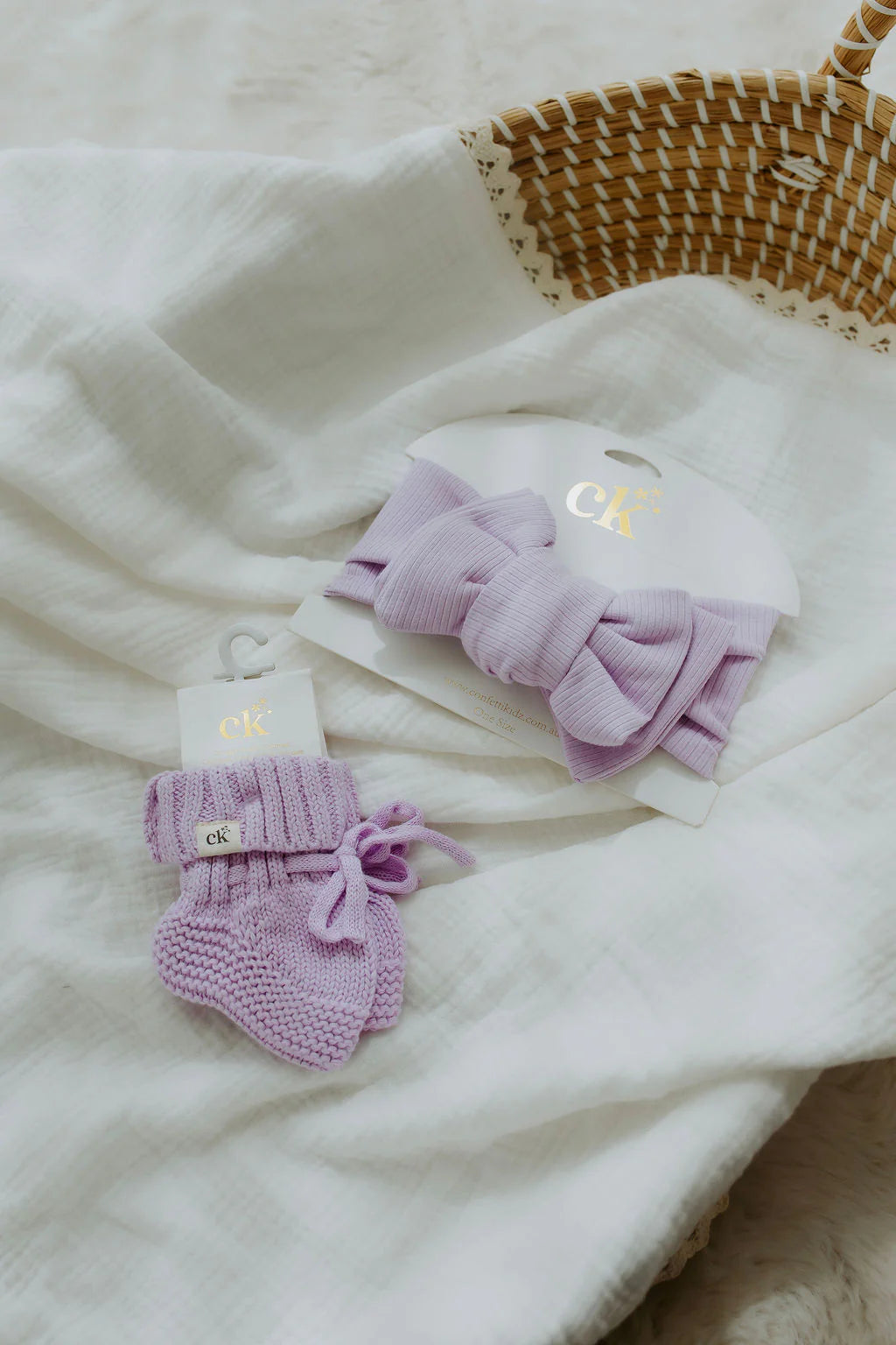 Knitted Booties - Lavender