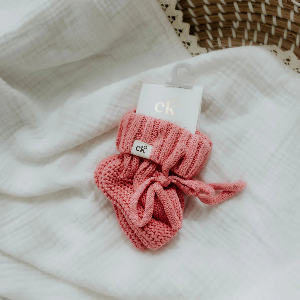 Knitted Booties - Rose