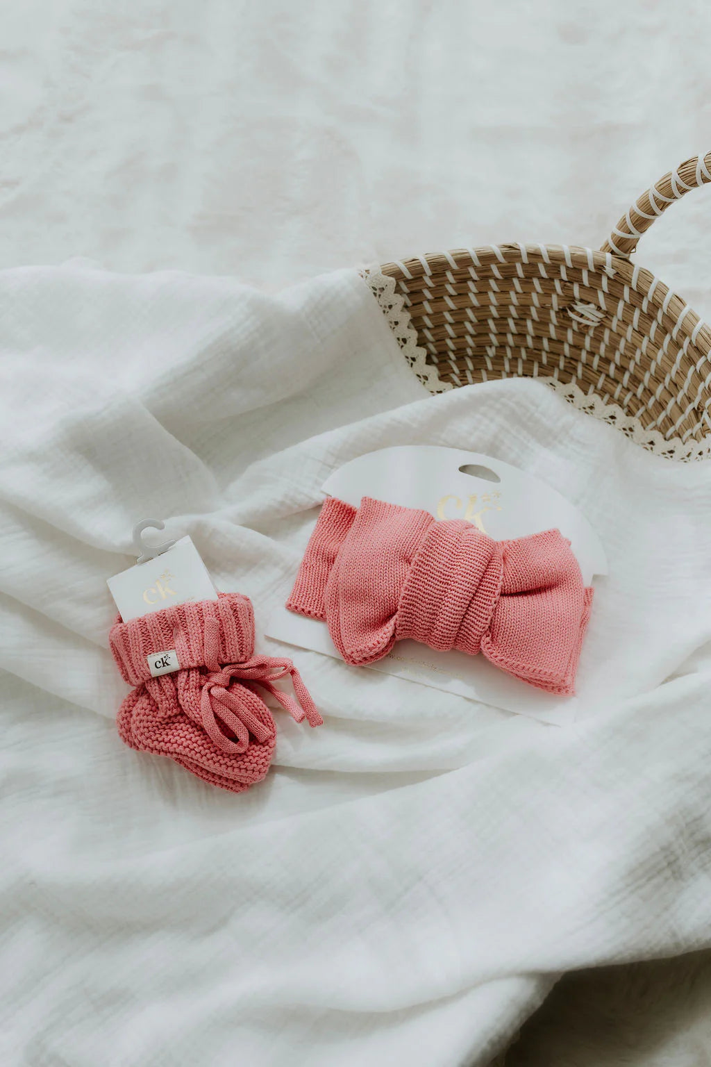 Knitted Booties - Rose
