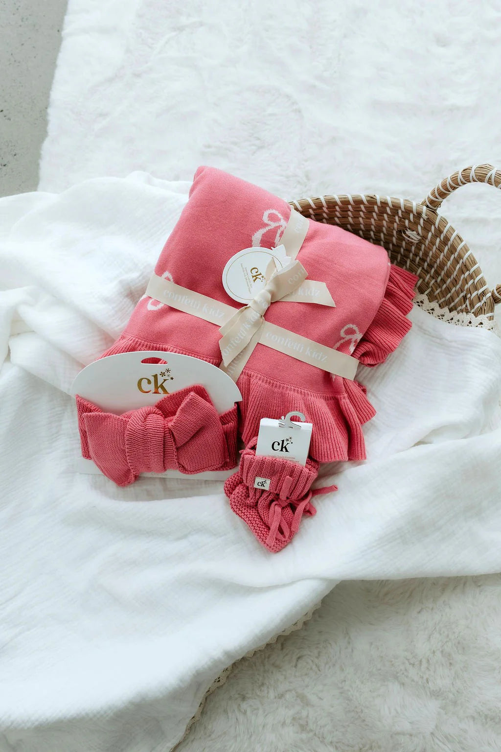 Knitted Booties - Rose