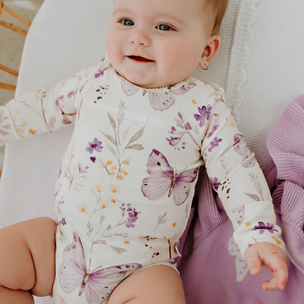 Lilac Butterflies - Long Sleeve Bodysuit