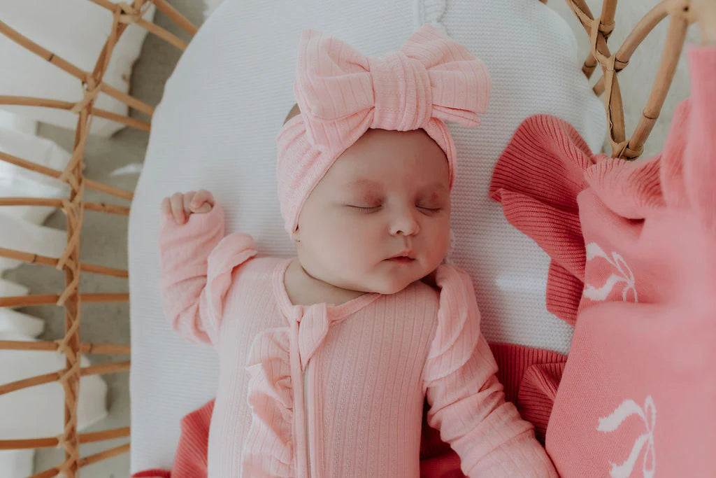 Oversized Top Knot - Candy Pink Pointelle