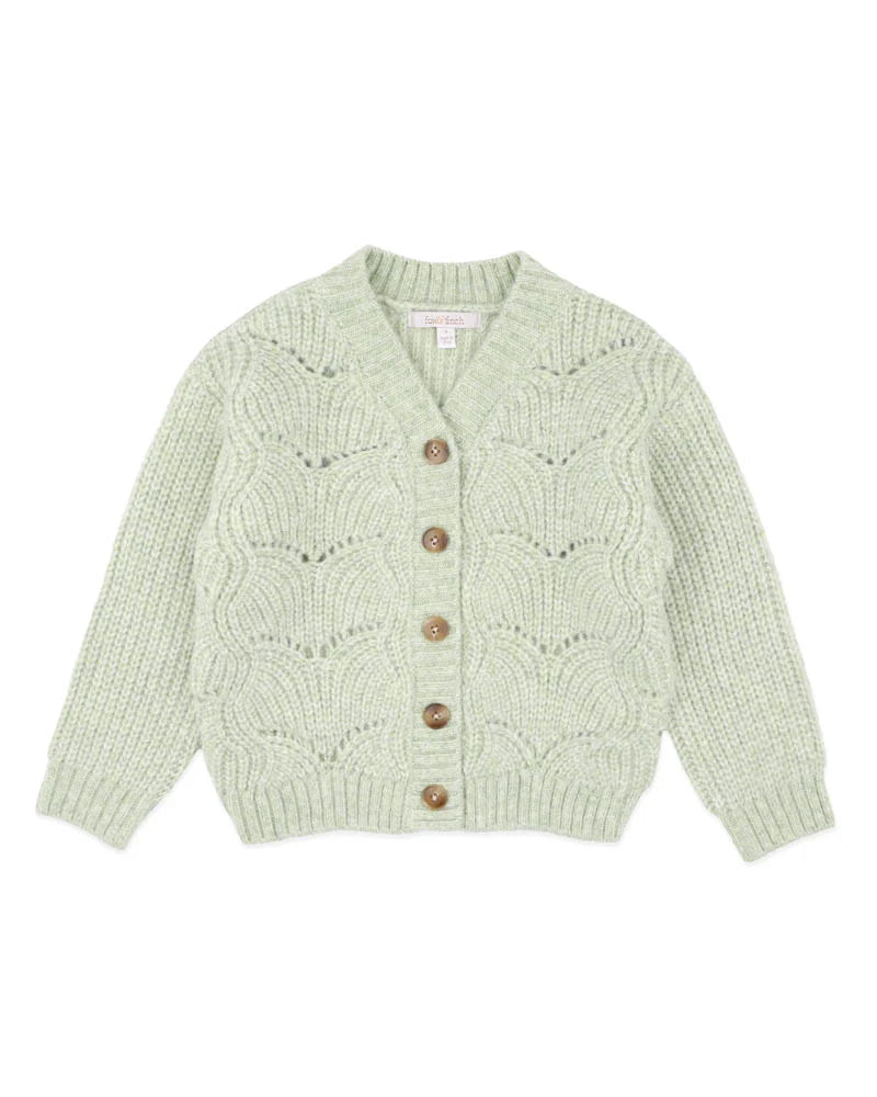 Orchard Bloom Pointelle Cardigan - Light Green