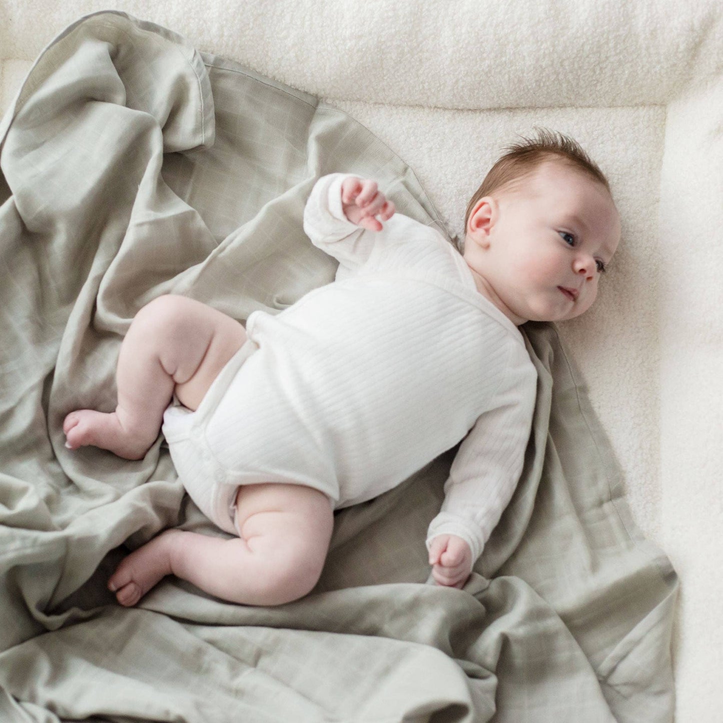 Organic Cotton Muslin Swaddle Wrap - Sage Green
