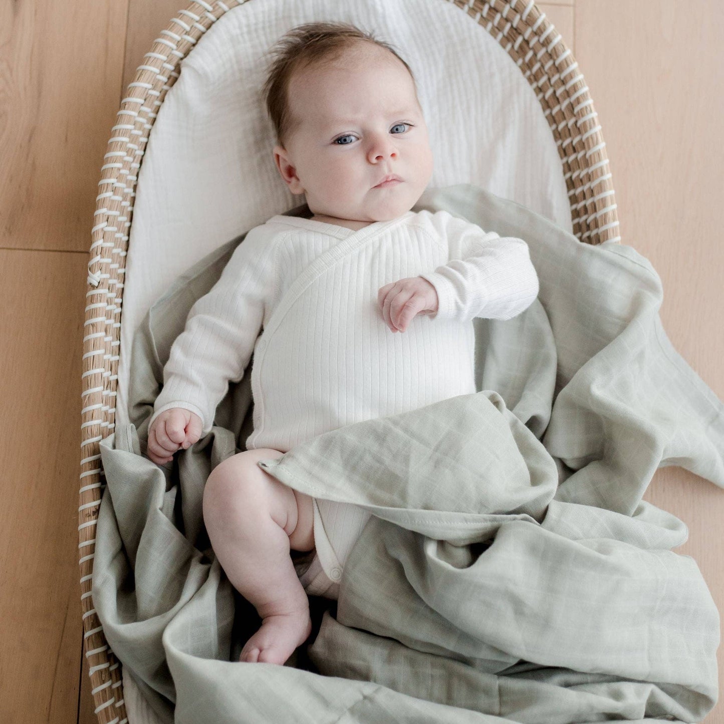 Organic Cotton Muslin Swaddle Wrap - Sage Green