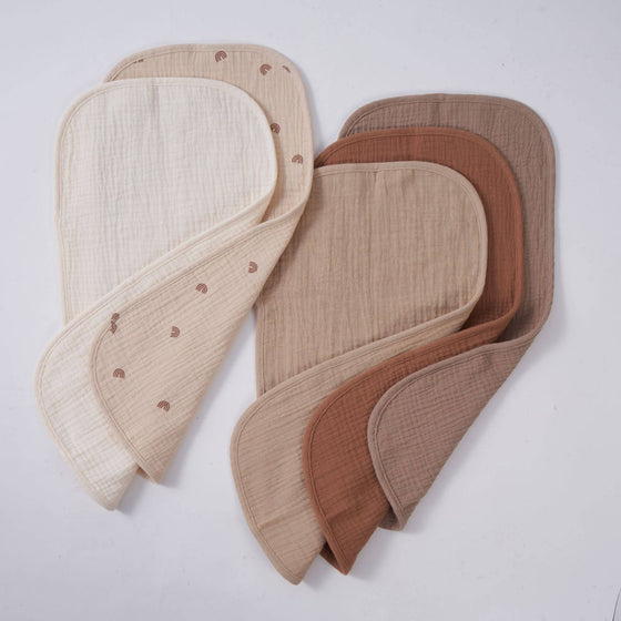 Organic Muslin Burp Cloths - Dusty Dunes 5 Pack