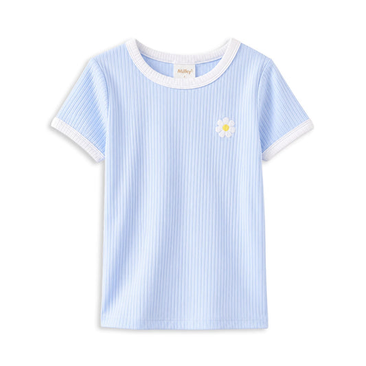 Milky Ice Blue Rib Tee