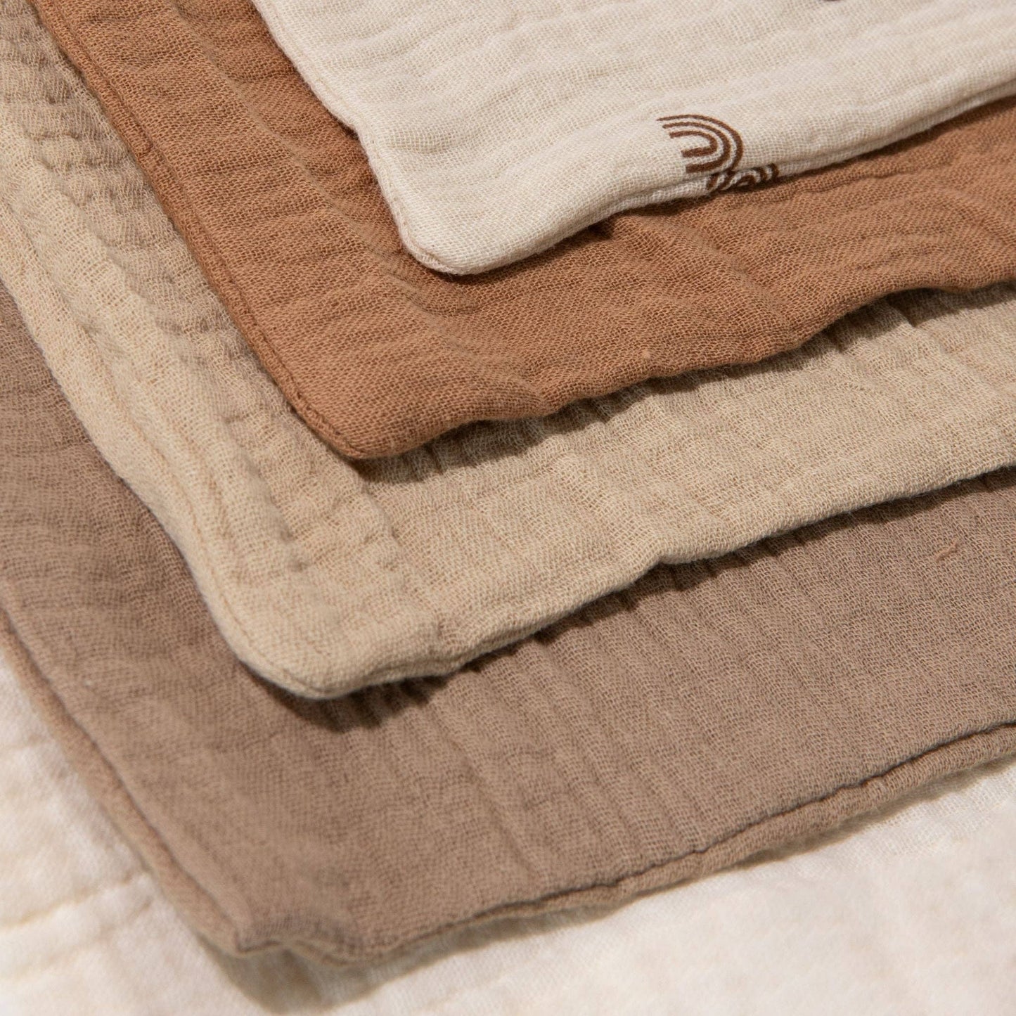 Organic Muslin Baby Wash Cloths - 5 Pack Dusty Dunes