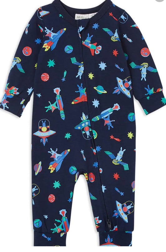 Space Bunny Zip Romper