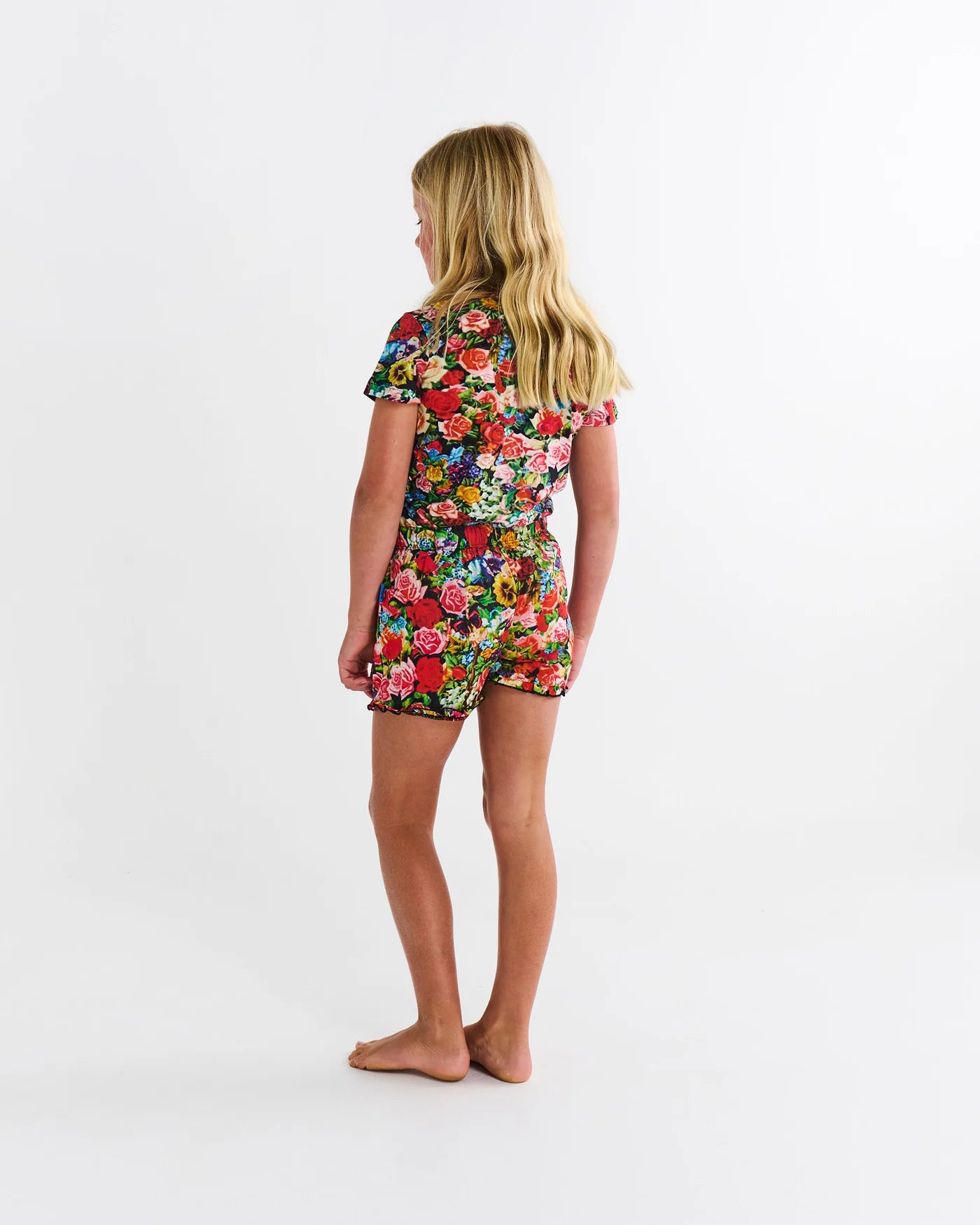 Kip&Co x The Beatles Pepperland Roses Kids Short Sleeve Top and Frill Short Pyjama Set